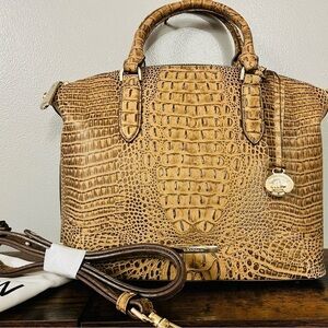 Brahmin Medium Duxbury Satchel Gold Melbourne Embossed Leather Retired NWT